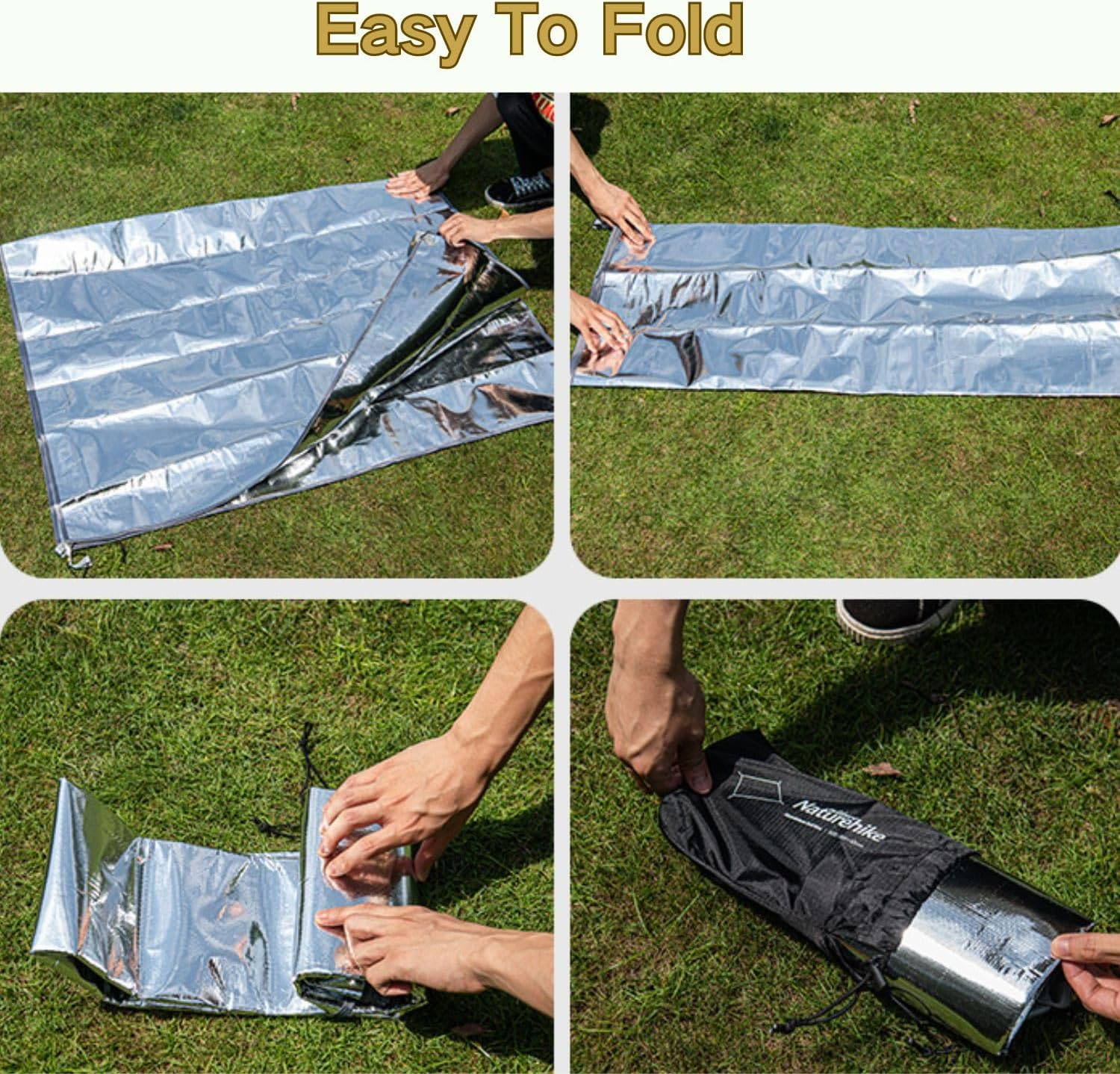 Windhike Naturehike Aluminum Foil Foldable Picnic Blanket, Ultralight Ground Sheet Mat, Waterproof Camping Tarp, Moisture-Proof Pad for Outdoor Picnic,Camping,Beaches, Storage Bag Included (L) image number 5