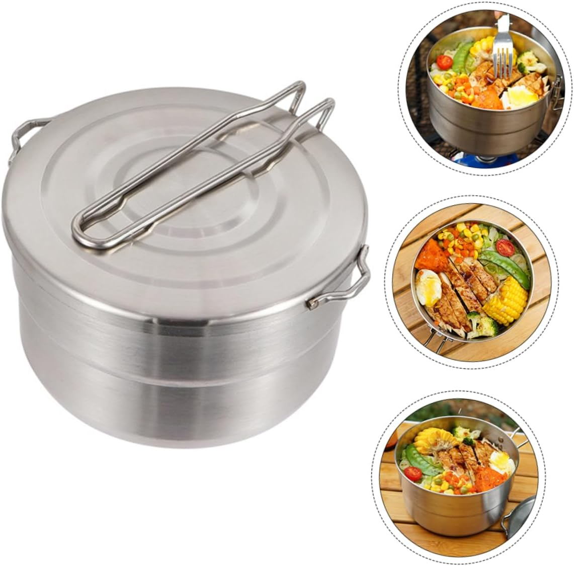 Lightweight Portable Folding Pot Camping Cookware Hiking Pot Outdoor Cooking Utensils Bento for Indoor Outdoor image number 3