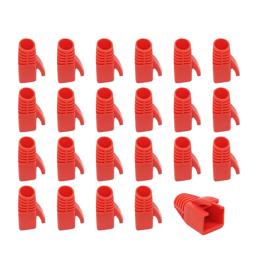 RJ45 Strain Relief Boots, 100 PCS CAT6A, CAT7, CAT8 Plastic Network Wire, Red image number 3