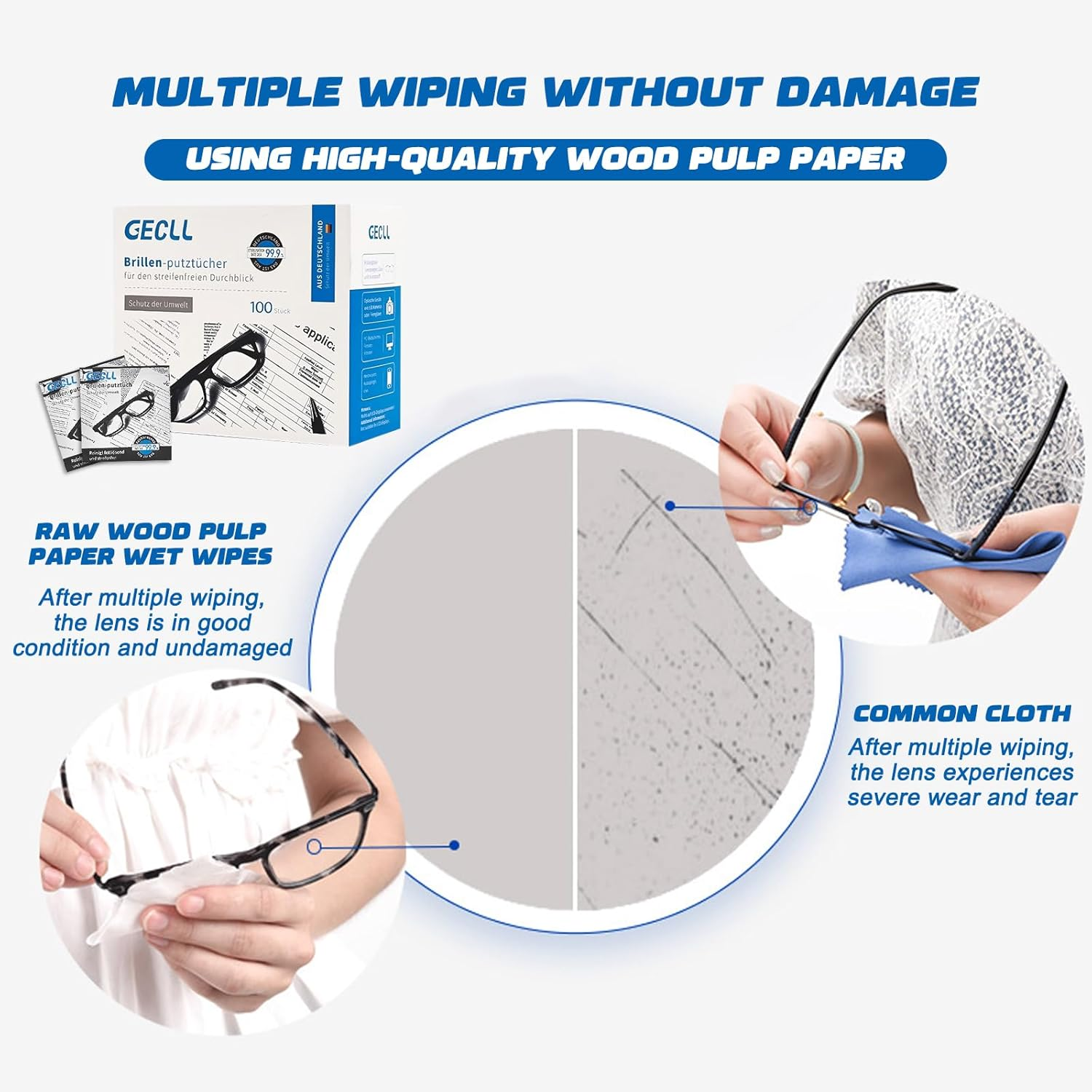 200 Count Lens Wipes for Eyeglasses - Scratch-Free Eye Glasses Cleaner Wipes for Sunglasses, Camera Lens, and Goggles - Individually Wrapped Pre-Moistened Cleaning Wipes image number 2