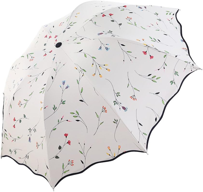 YJZQ Portable Folding Automatic Umbrella Telescopic Lightweight Compact Travel Sun Umbrellas Parasol Windproof, Rainproof & 99% UV Protection with Black Anti-Uv Coating, UPF 50+ - Archaistic Girl image number 2