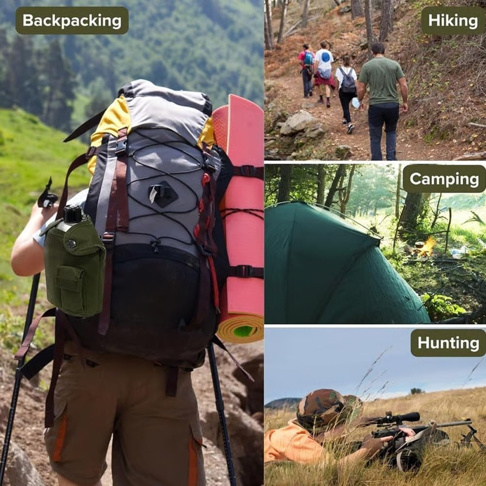 Military Canteen Set of 4, Canteen Cup Stove Pouch Kit, Multi-Functional Water Bottle, Portable Aluminum Cookware Kit, for Outdoor Camping Survival Hiking Backpacking image number 5