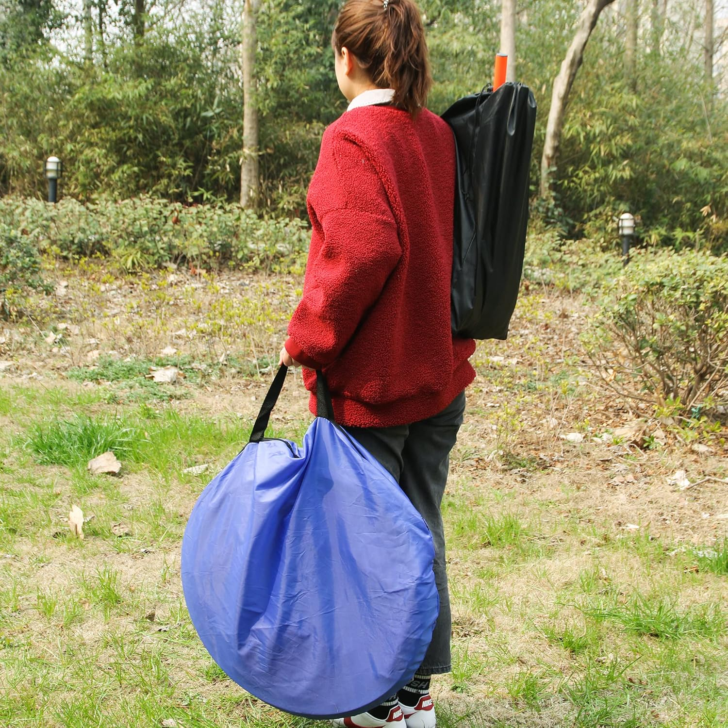 Geerduo Dog Agility Training Equipment, Obstacle Agility Training Starter Kit for Doggie, Including Tunnel, 13 Weave Poles, Adjustable Hurdle, Jump Ring, Pause Box and Carrying Bag(Blue) image number 1