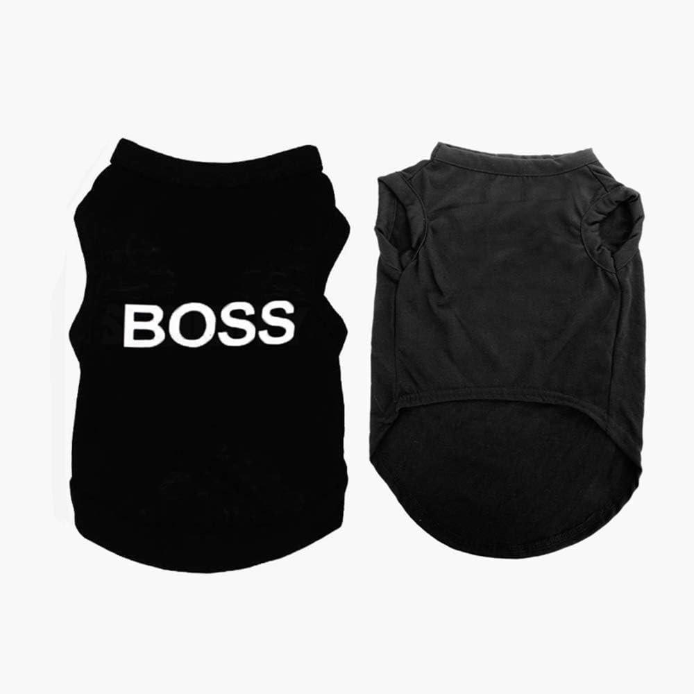 2Pack Security Costume Cotton Dog Shirt for Small Boy Pet Clothes Boss/Security Puppy Black Vest T-Shirts Cat Top Tee Breathable Stretchy image number 2
