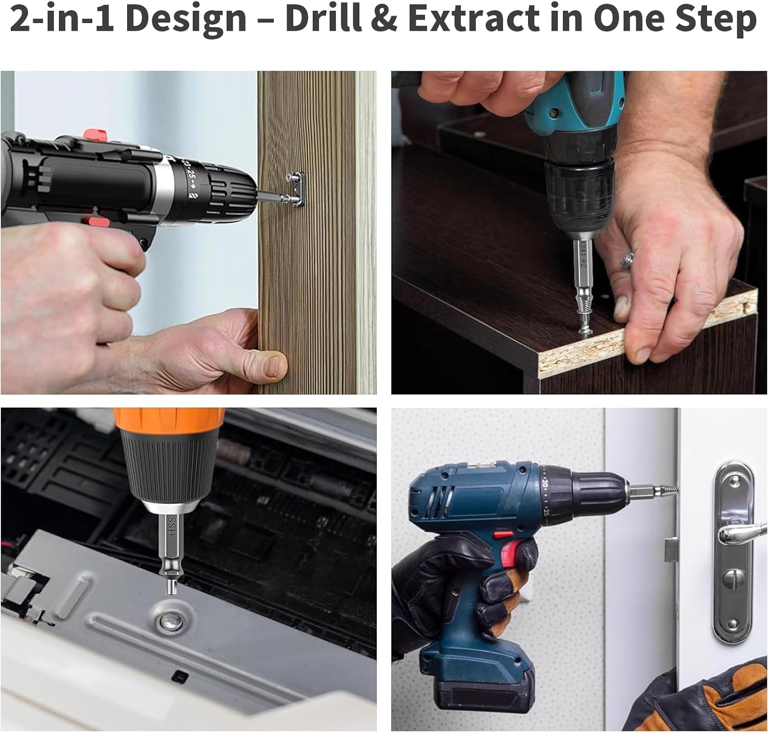 6PCS Damaged Screw Extractor Set, Dual-Head Stripped Screw Remover Kit with 6 Sizes, Hardened HSS Steel Easy Out Tools for DIY, Home & Auto Repairs image number 5