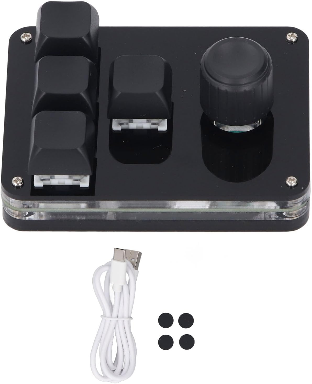 Fafeicy Sayo Device O3C Macro Keyboard 4 Key 1 Knob Programmable Keypad with Blue Switches and RGB Lighting for Gaming and Productivity