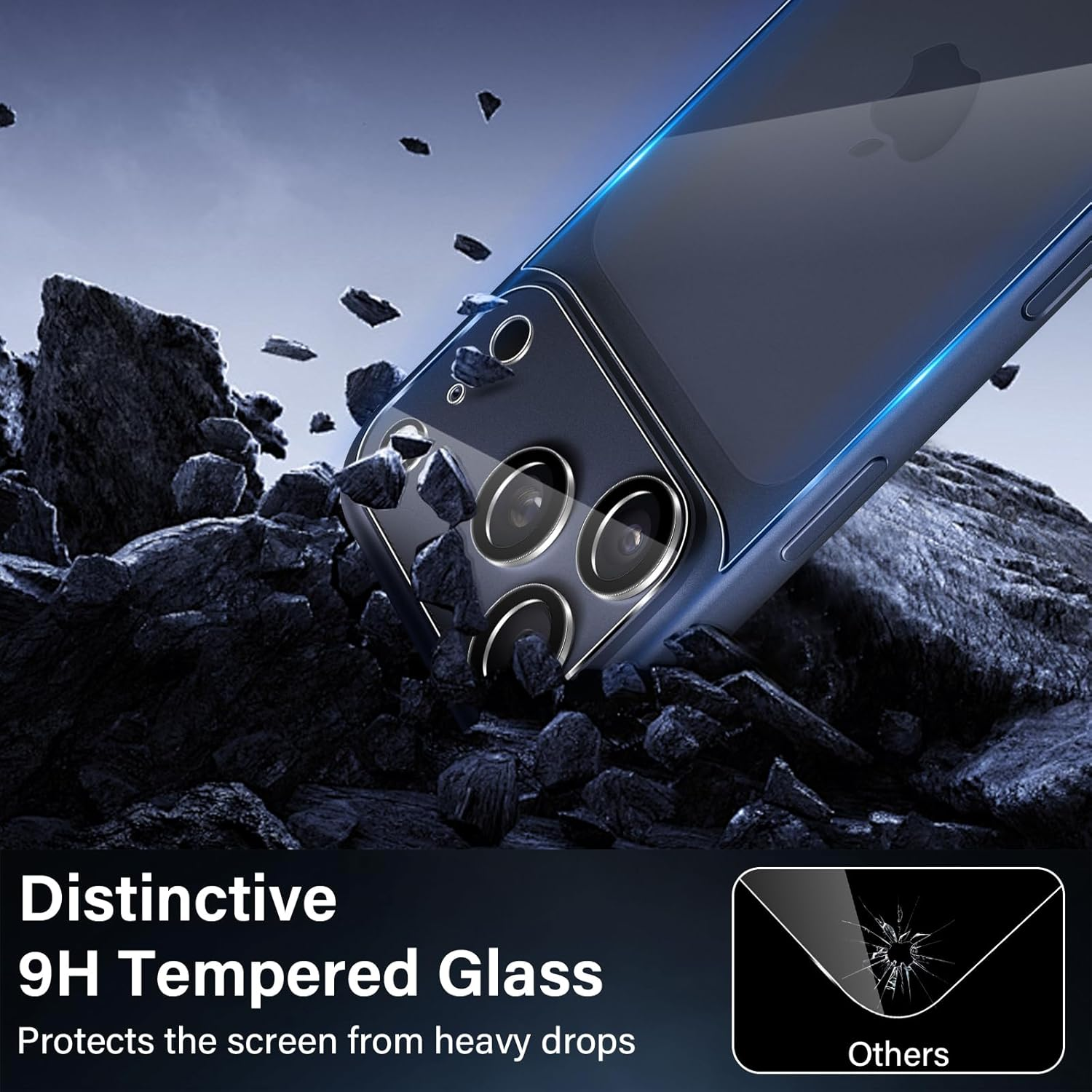 Xunzii Back Screen Protector for Iphone 17 Pro Max 6.9 Inch, Pack of 2 Rear Protective Glass + 2 Pieces Camera Protection, 9H Hardness Anti-Scratch, HD Film Back Protective Glass Non-Slip Film, [Ultra image number 3