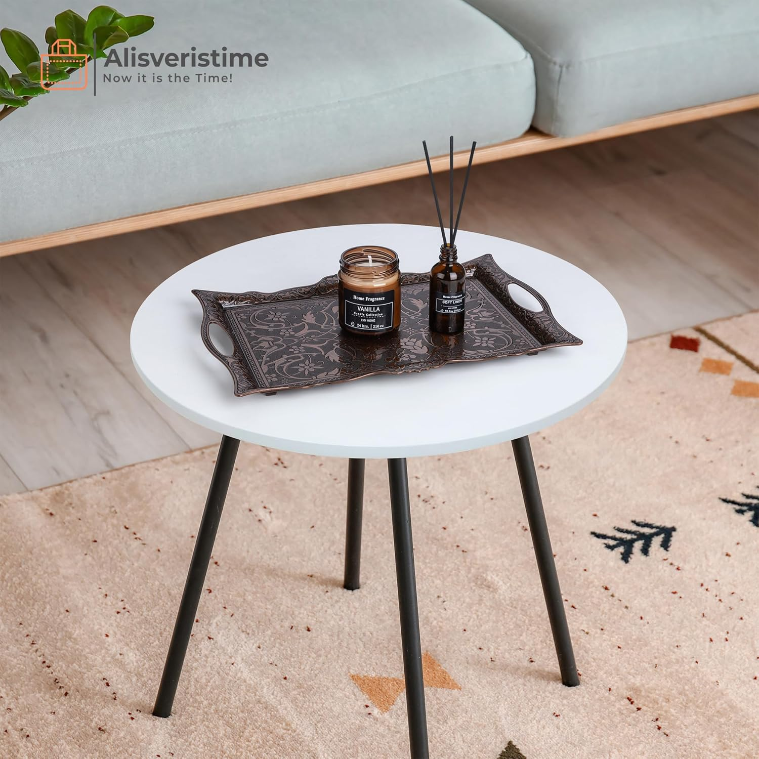 Alisveristime Turkish Ottoman Coffee Tea Beverage Serving Square Tray (Copper)