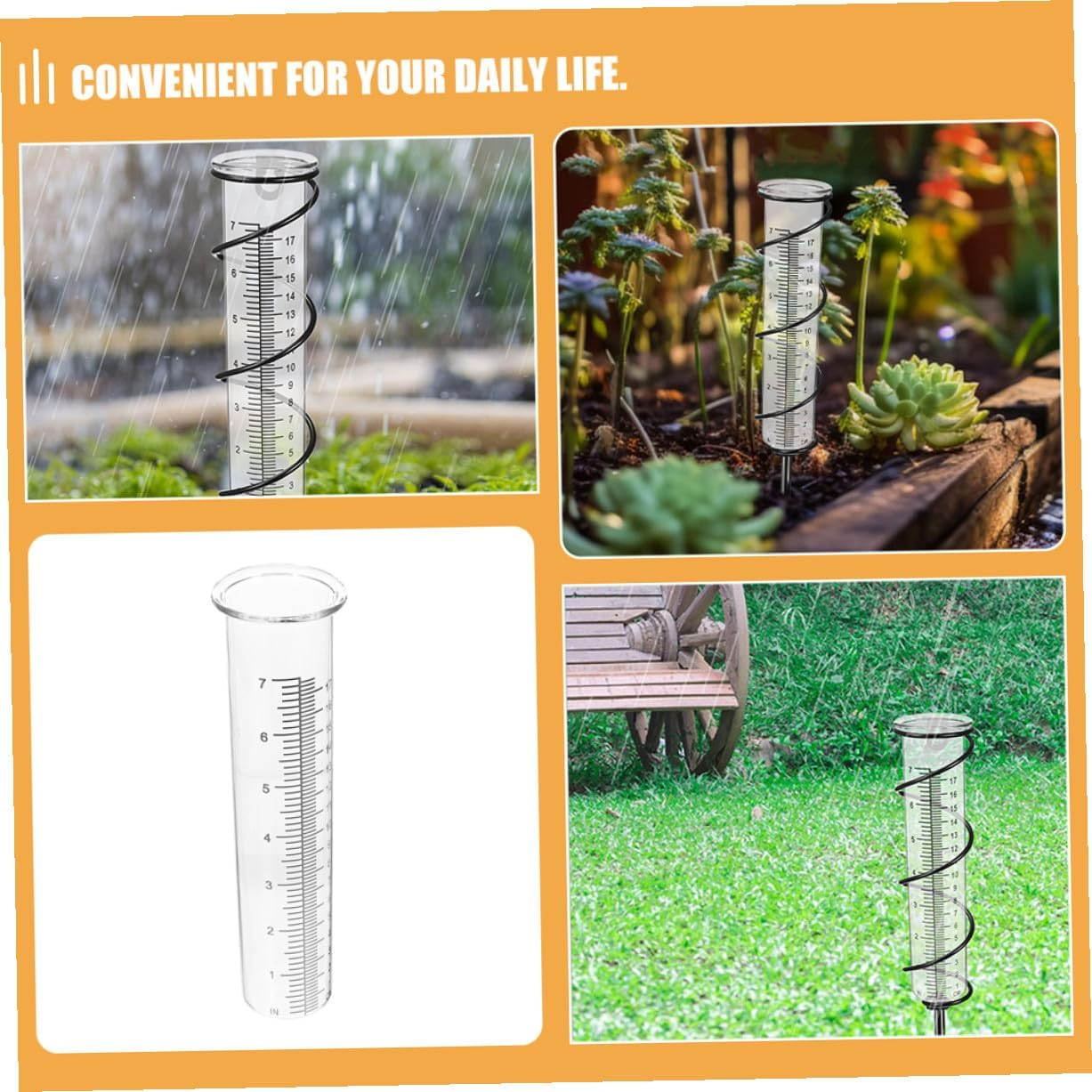 UKCOCO 2Pcs Freeze Rain Gauge Replacement Tubes Plastic Water Measurement Tubes with Clear Markings for Garden Outdoor Use image number 5
