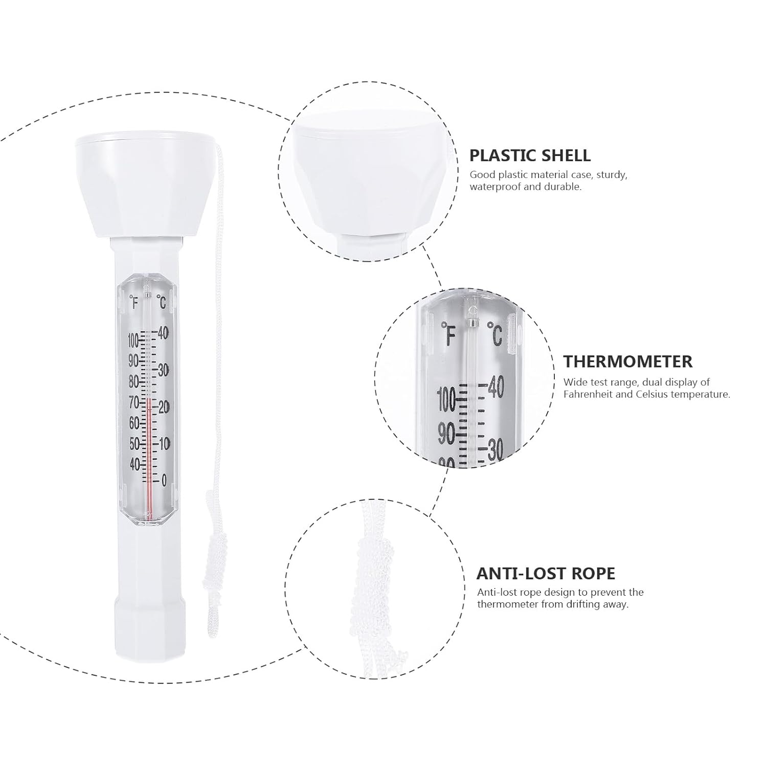 SUPVOX Floating Pool Thermometer Small Water Temperature Dual Celsius Fahrenheit Display for Swimming Pools Spas Hot Tubs Fish Ponds Bath Use image number 3