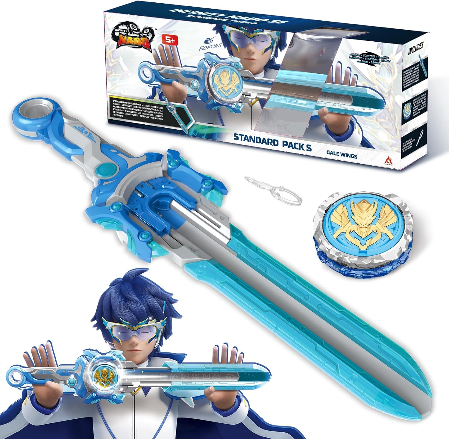 Infinity Nado Spinning Top for Children Metal Toy Boys, Battle Tops Spinning Top Launcher Toy Boys, Spinning Tops Boys from 5 6 7 8 9 10 11 12 Years, Power Pack Gale Wings image number 3