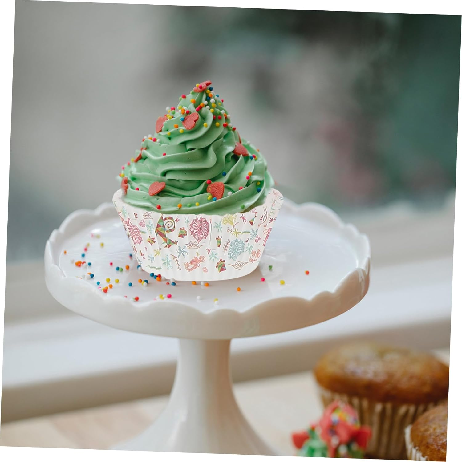 Christmas Printed Cake Cups and Muffin Cups Set 4 Designs Santa Claus Snowman Bell Merry Christmas Decorative Baking Supplies for Holiday Cakes image number 2