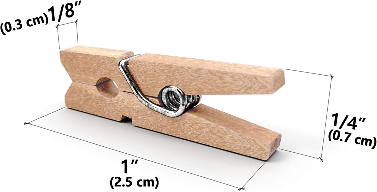 LWR CRAFTS Wooden Mini Clothespins 15 Colors 100 per Pack 1" 2.5Cm (Natural) - Black image number 7