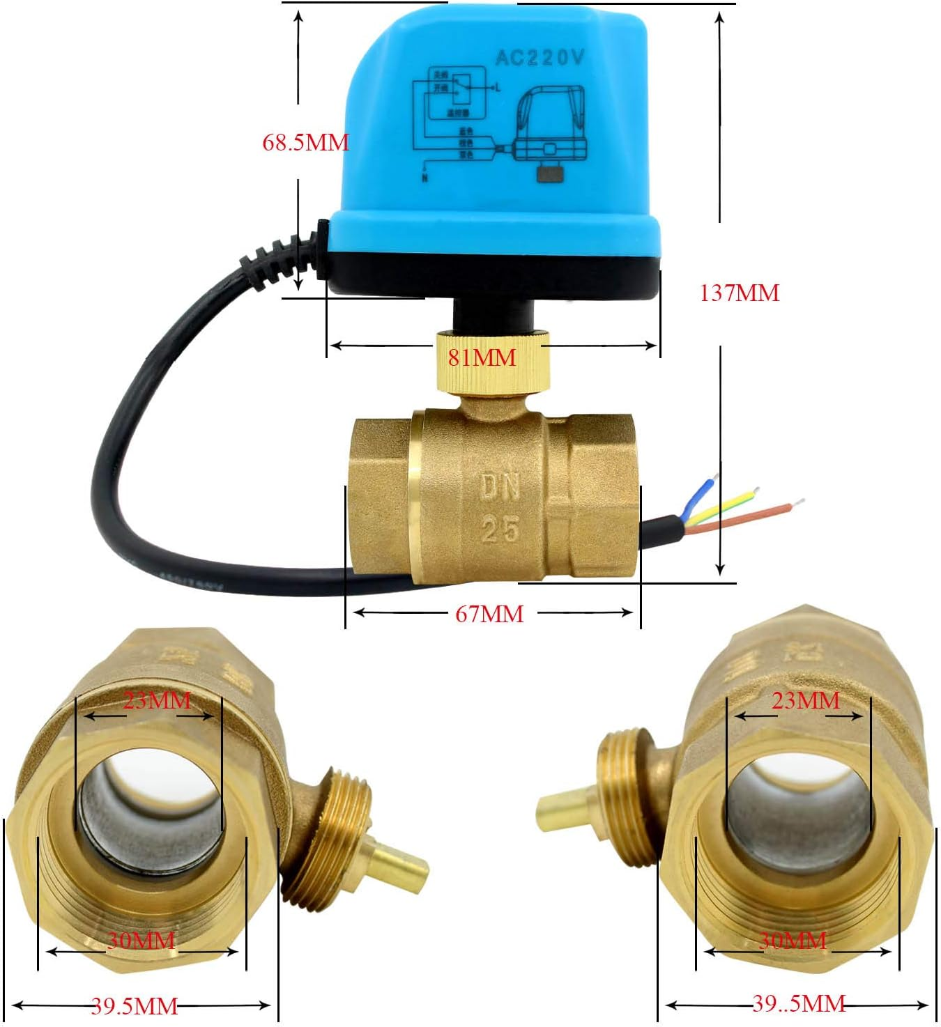 2-Way Motor Ball Valve Electric 12 V 24 V DC 2-Way Valve Electric 1/2 3/4 1 1-1/4 1-1/2 2 Inch (DC 12 V, 1 Inch DN25) image number 2