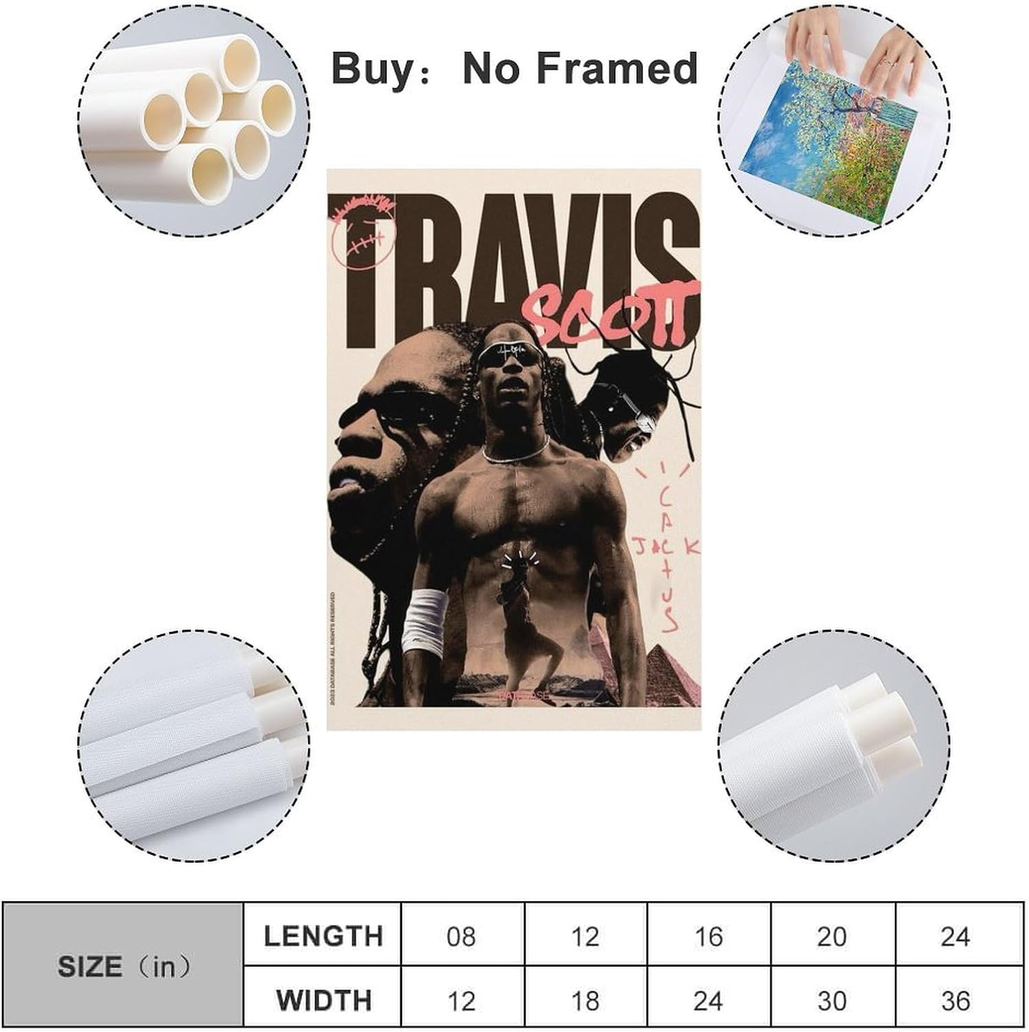 Wall Art Travis Msuic Poster Scott Poster Canvas Painting Wall Art Picture Home Decor Print for Bedroom Living Room Dorm Study Bar Office 12X18Inch(30X45Cm) image number 3