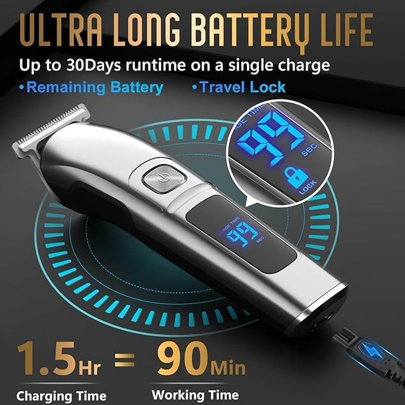 Frafuo Beard Trimmer for Men 6 in 1 Kit Electric Hair Clipper,Cordless Nose Trimmers Mens Grooming Trimmer for Beard Head Face and Body Waterproof IPX6 USB Rechargeable LED Power Display image number 3