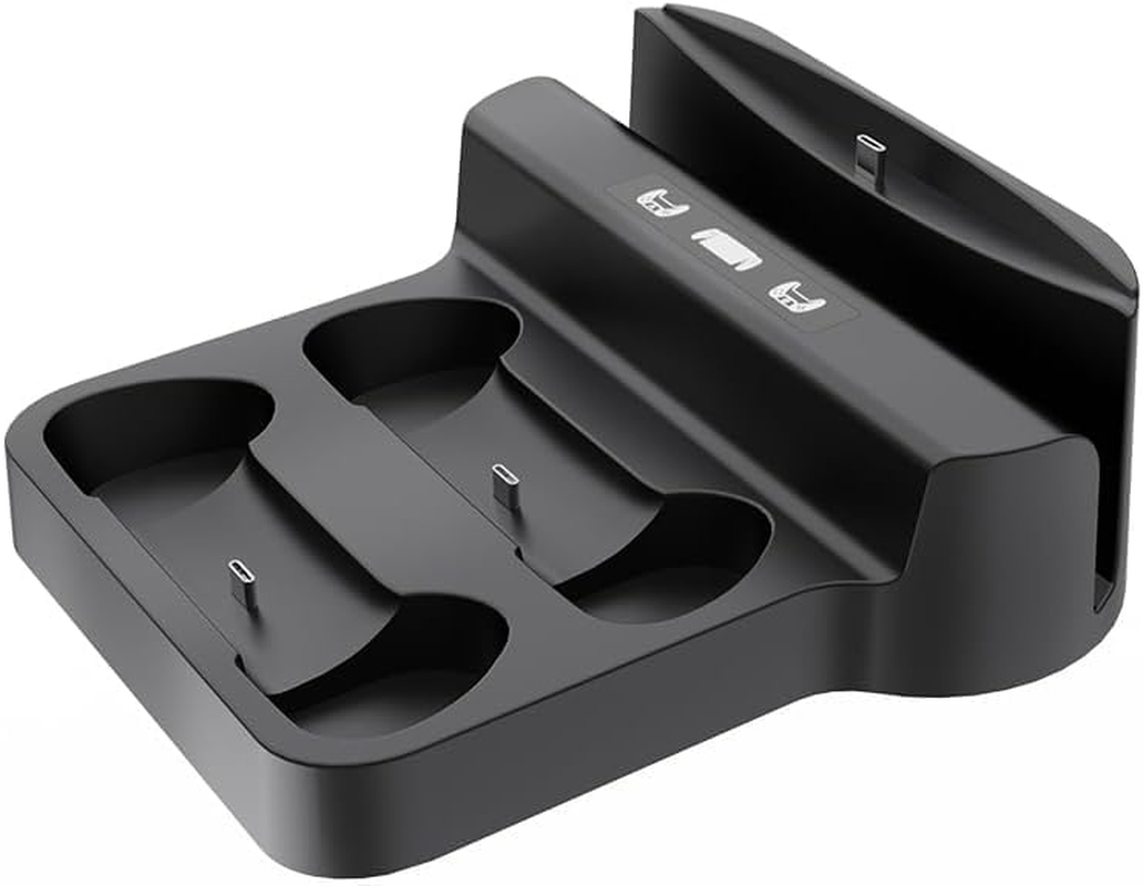 Charger Station Forps5 Controller PS5 Portal，2 in 1 Charging Dock Stationfor Playstation PS5 Portal Controller & Remote Player Charging Stand with 2 Type C Plug and Cable (Black) image number 3