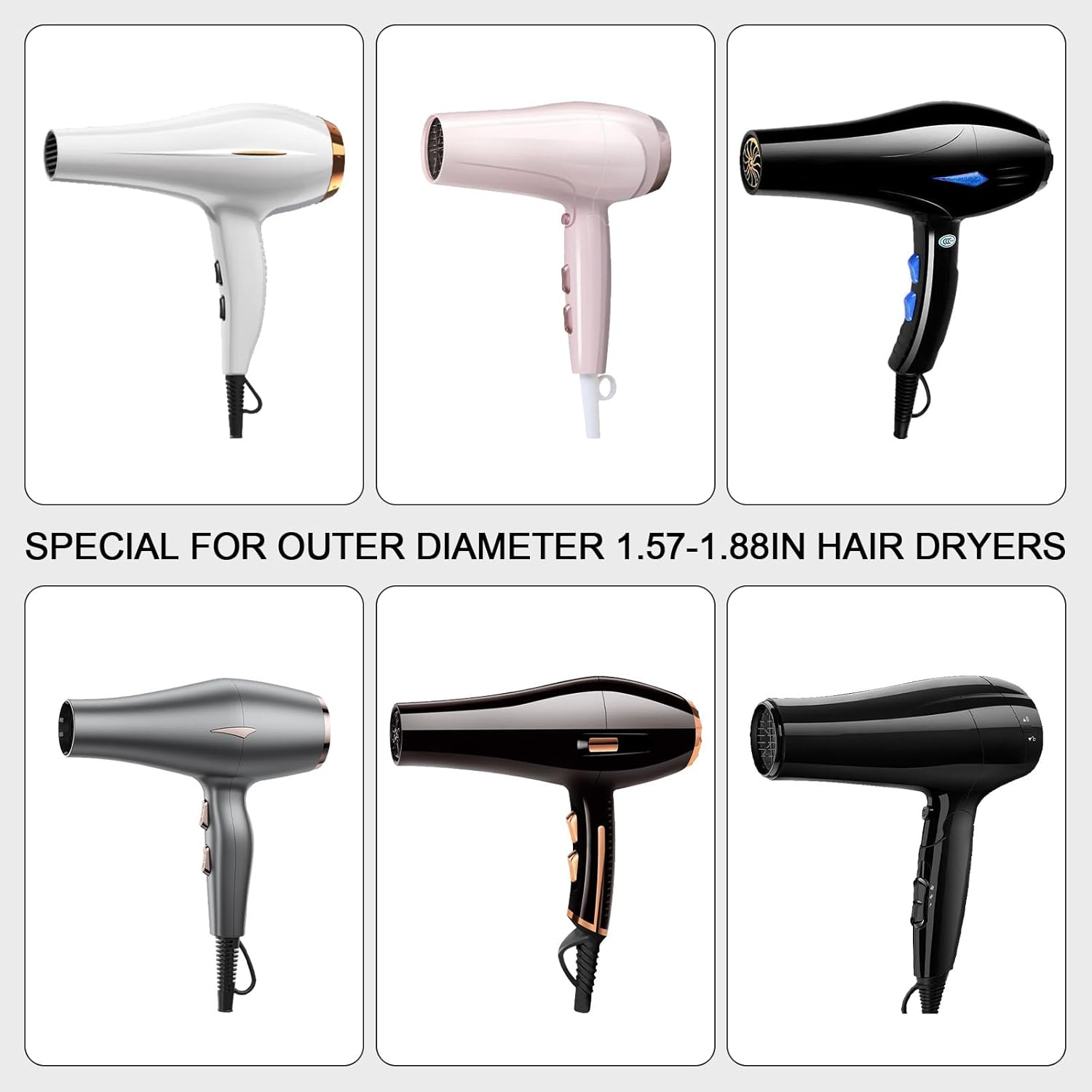 2Pcs Professional Hair Dryer Nozzle Diffuser Cap for Blow Dryer Black Plastic image number 5