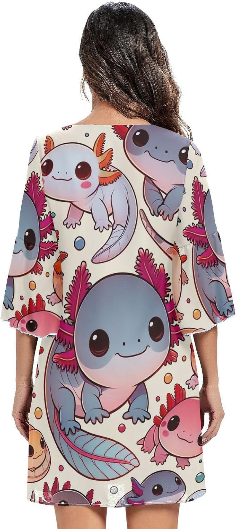 Cute Axolotl Casual Chiffon Dress Printed Line Maternity Dress S-XXL image number 4