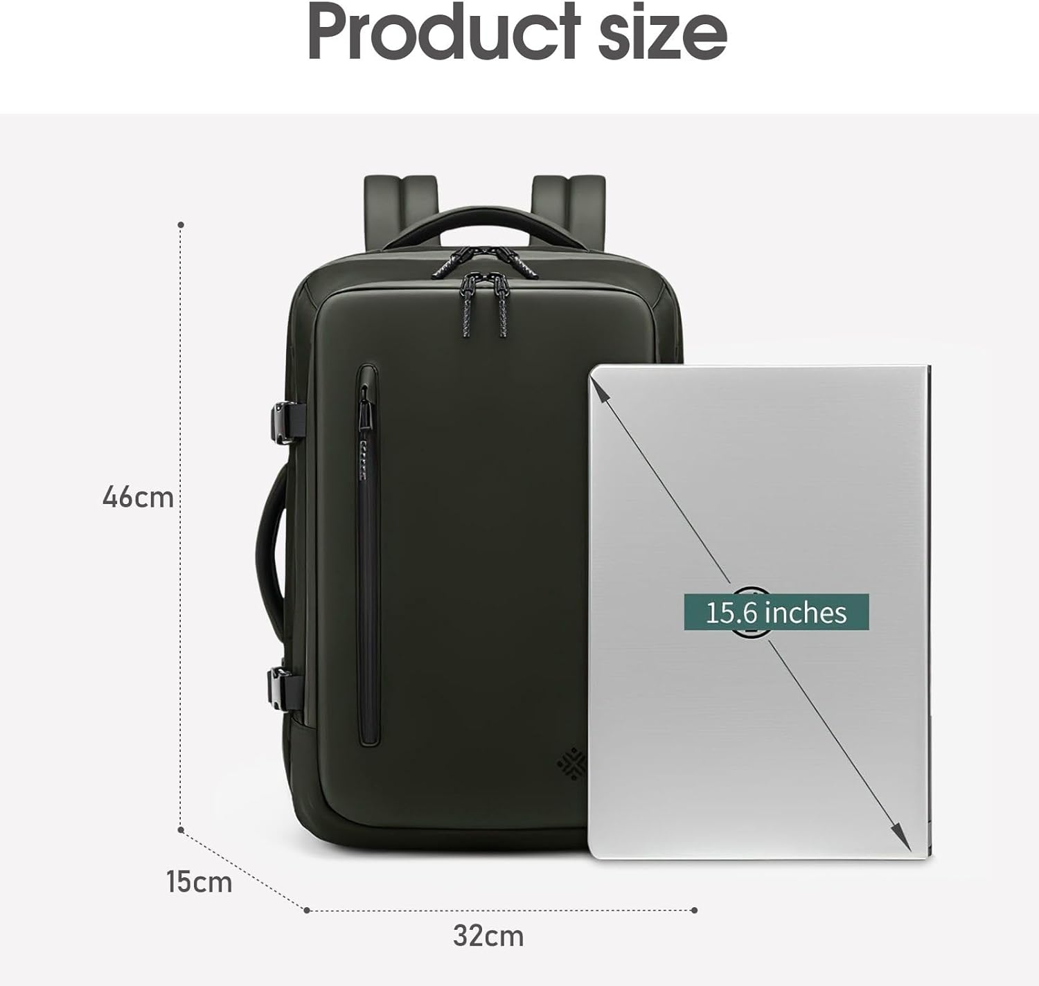 Vacuum Compression Travel Backpack Expandable Carry on Backpack Waterproof Bag Ideal for Laptop Travel Business Camping 22L-45L Army Green image number 5