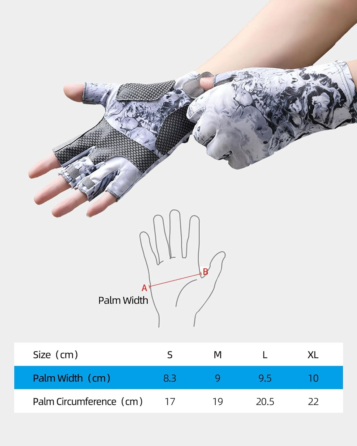 Reelfin Sun Gloves UPF 50+ Fishing Gloves, Fingerless Sun Protection UV Protection Stretch Fishing Gloves for Men Women - Sky Blue image number 7