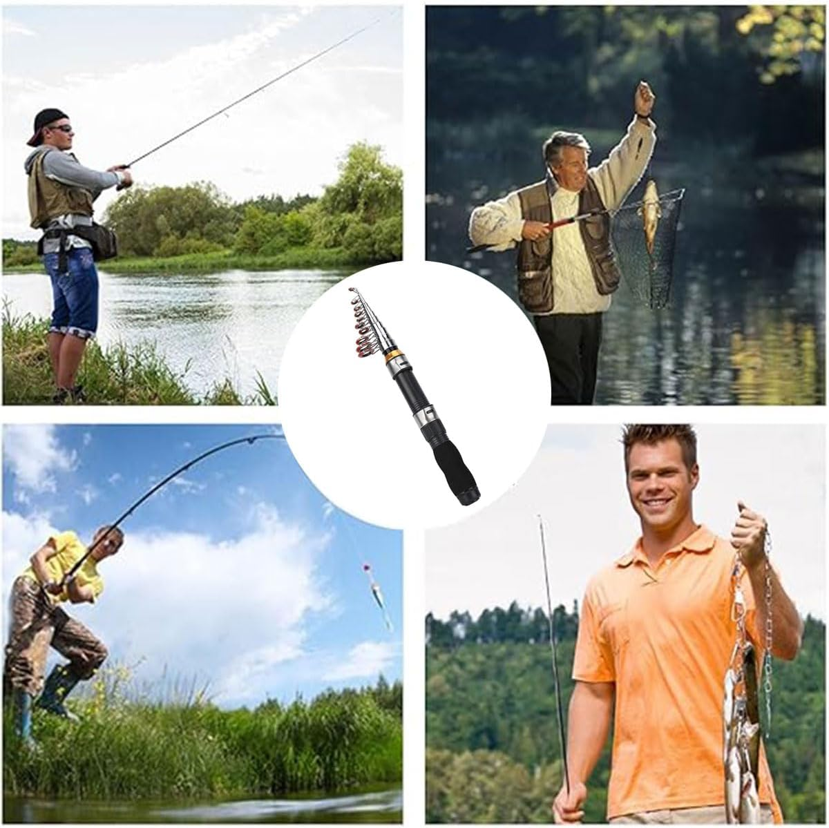 AIMALL Telescopic Pocket Fishing Rod 92.5In & 67.7In Mini Ultra Short Portable Fishing Pole for Sea Lake River Travel with Durable Handle Compact Storage image number 4
