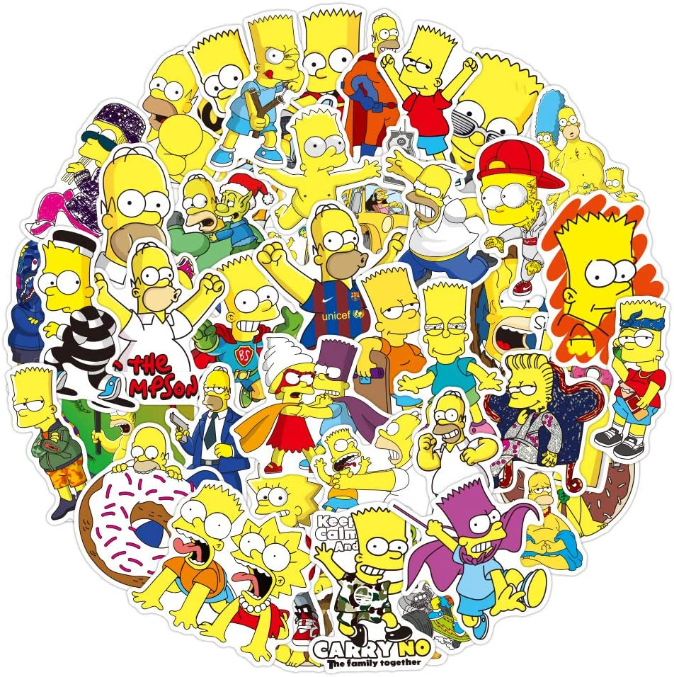 For the Simpsons Stickers,100Pcs Family Graffiti Vinyl Waterproof Decals for Water Bottles Computer Bicycle Skateboard Luggage Phone Pad Laptop Kids Teens Stickers Pack image number 4