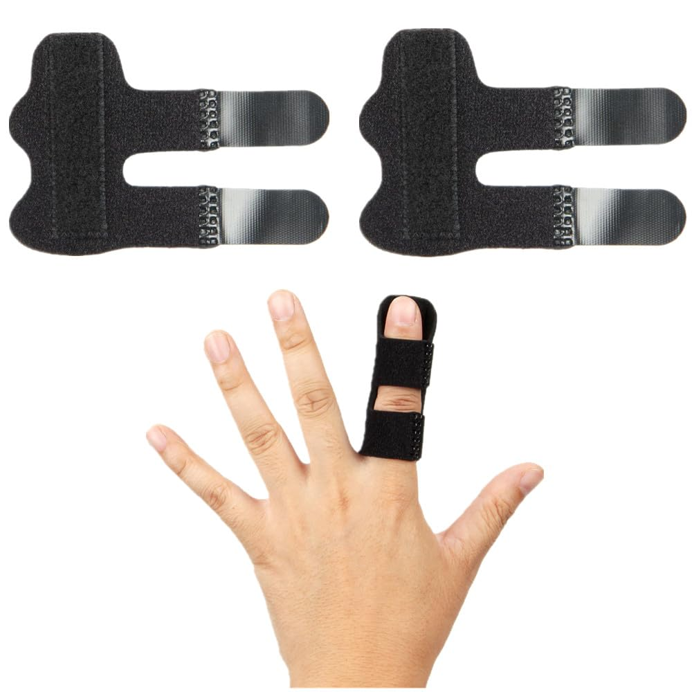 2Pcs Finger Splints Straightener,Adjustable Finger Straightening Brace Support Pinky Finger Splint for Adults Small Fingers Splints, Finger Stabilizer for Broken Fingers Arthritis Knuckle,Black image number 4