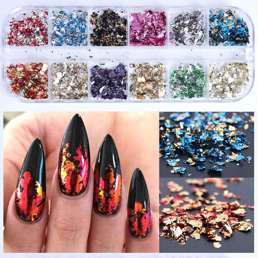 Kalolary 36 Color Chip Glitter Gold Silver Copper Nail Foil Paillette Holographic Sequins for Nail Art Design Decoration (A) image number 3