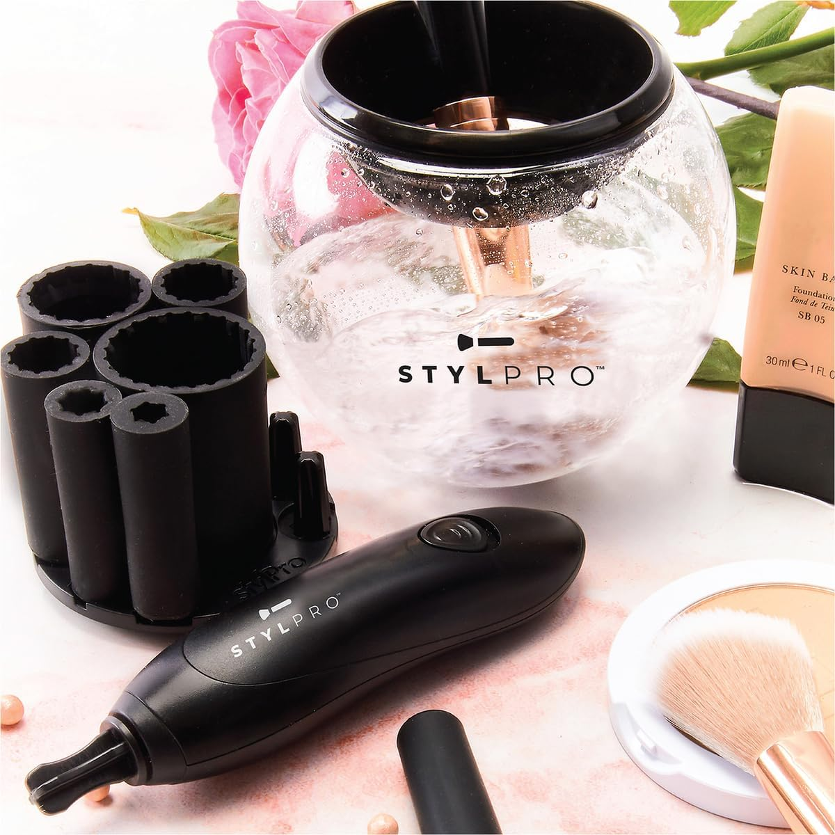 STYLPRO Premium Electric Makeup Brush Cleaner & Dryer Machine Including Spinning Device & Professional Brush Cleanser Solution, Fits Most Brushes, Clean and Dry Brushes in Seconds, Award Winning image number 3