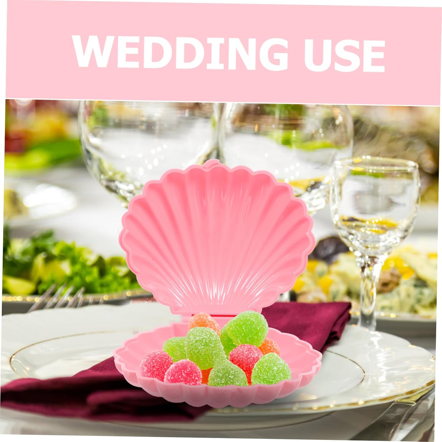 TOPPERFUN Candy Snack Box Sea Shell Boxes Plastic Seashells for Jewelry Storage Party Favors for Wedding Birthday Shower - Pink image number 2
