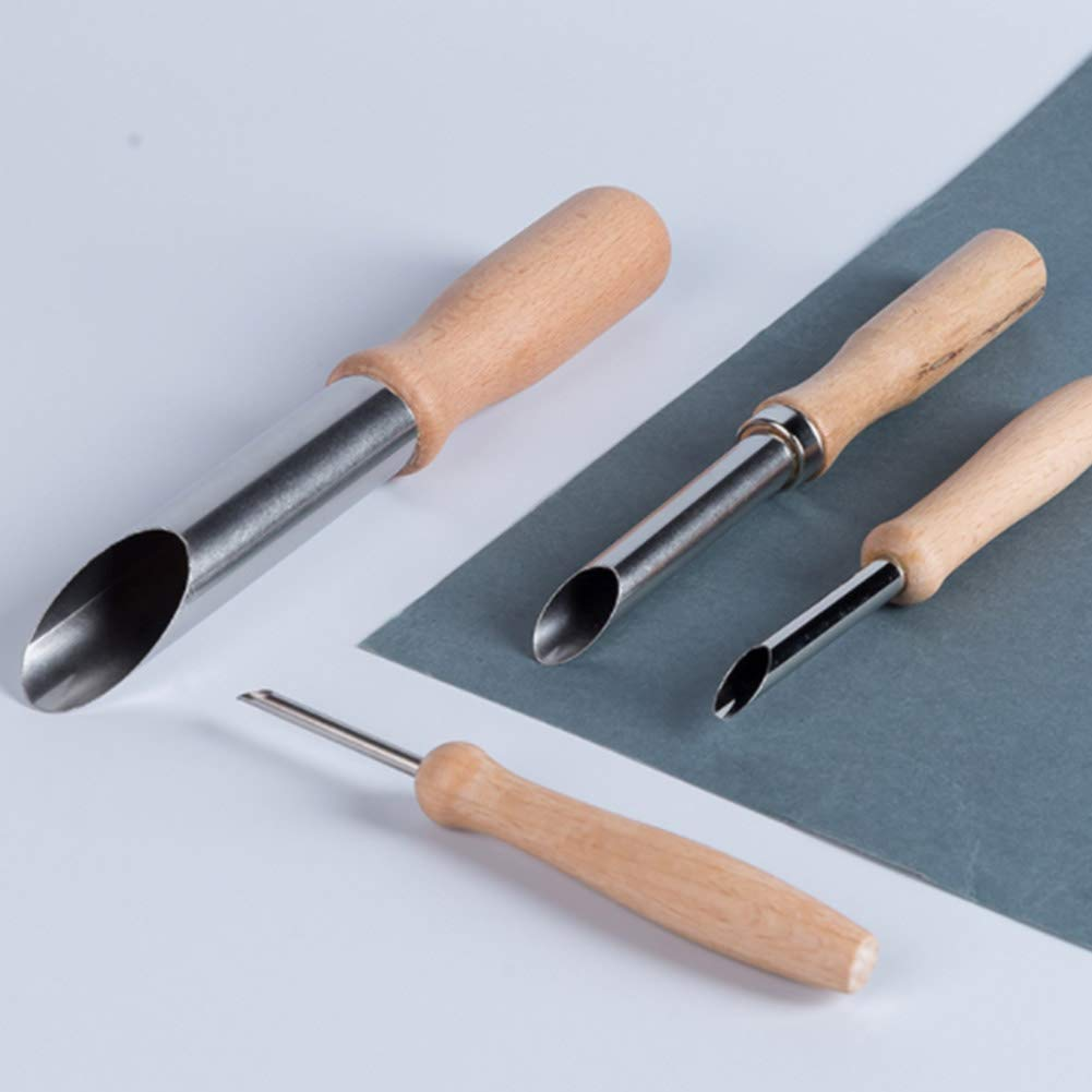 BCP Pack of 4 Stainless Steel and Wood Circular Clay Hole Cutters for Pottery and Sculpture image number 1