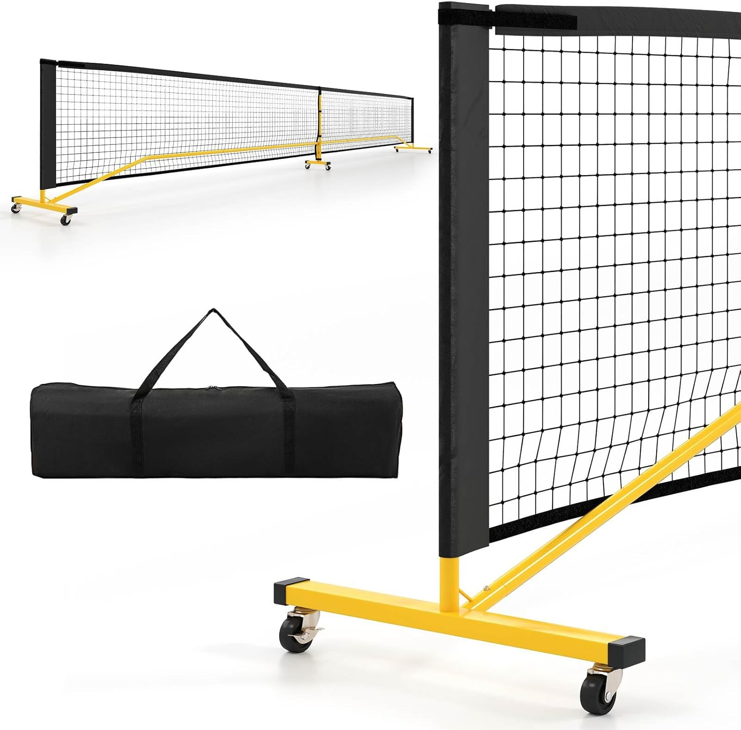 Costway Portable PE Pickleball Net, 6.75M Regulation Size Pickle Ball Net System W/6 Lockable Wheels, Heavy-Duty Metal Frame & Carry Bag, Ideal for Outdoor Indoor Driveway Backyard image number 5