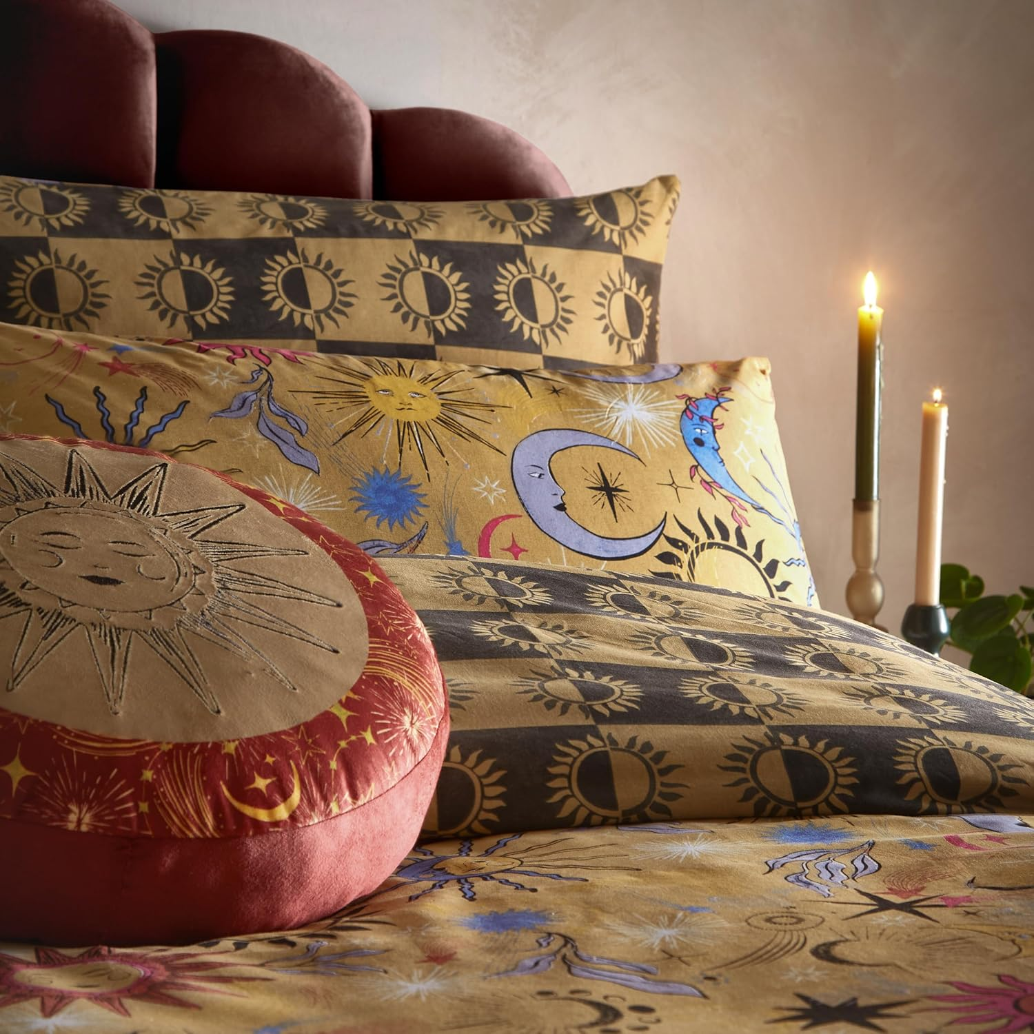 Furn. Ethereal Star Abstract Celestial Duvet Cover Set, Gold Rust image number 4