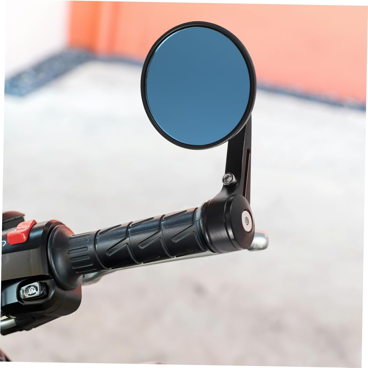 Round Motorcycle Handlebar Bar End Mirrors Blue Lens Rear View Reflectors Compatible Motorbikes for Road Safety and Blind Spot Reduction image number 6