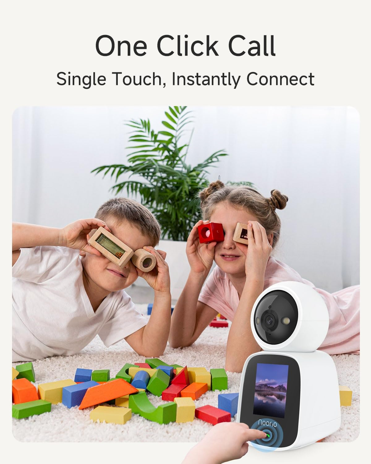 Noorio 2-Way Video Calling Camera, One Click Call 2K Security Camera Indoor, 360&deg; Pan/Tilt Pet Cam with Phone App, Color Night Vision Baby Monitor/Dog/Pet, CL200 image number 1
