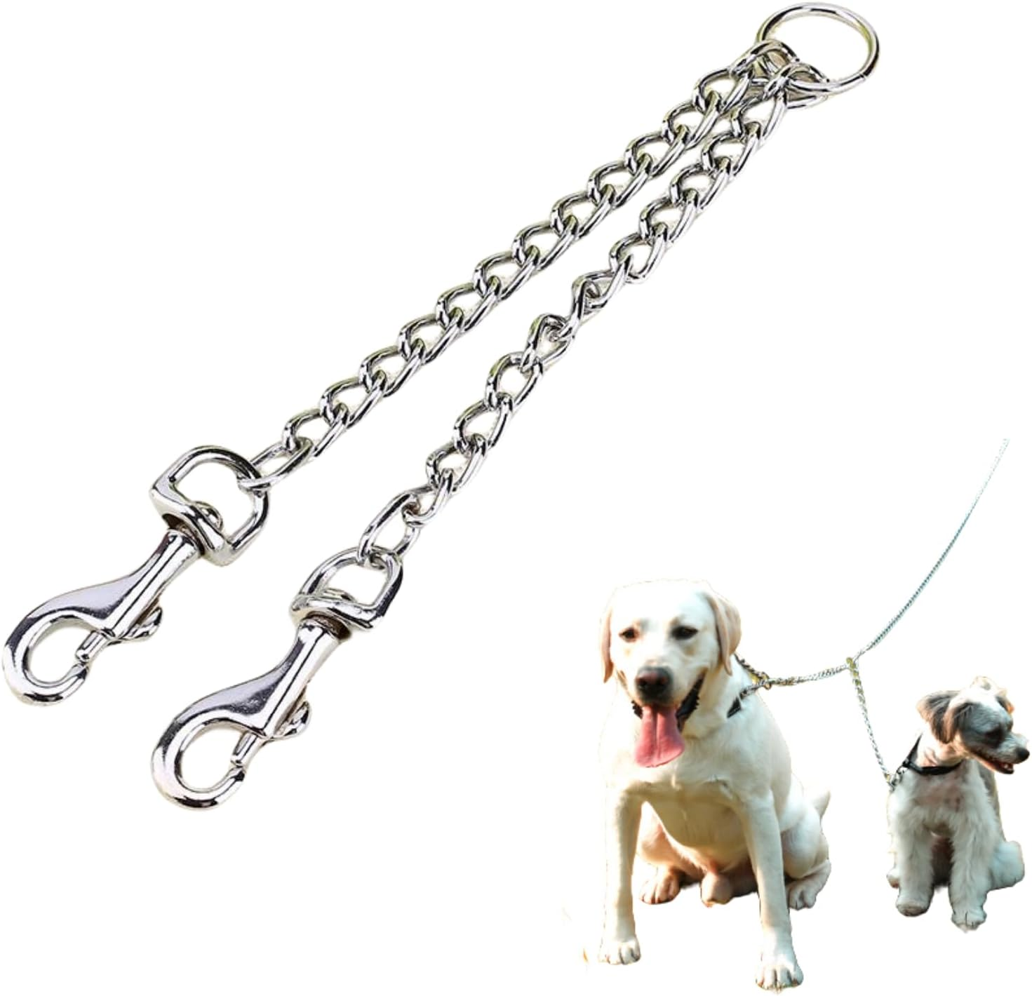 Yosoo Double Dog Coupler Twin 2 Way for Two Small Pet Dogs Walking Leash Safety Chain image number 4