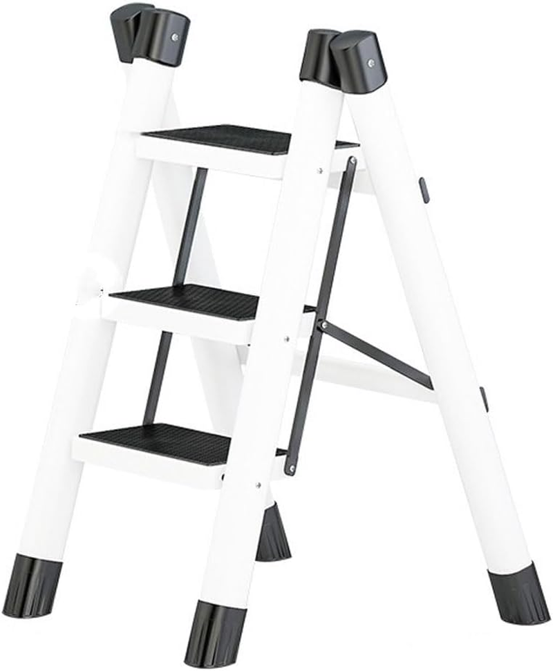 HPAMR 3 Step Folding Ladder, Foldable Step Stools, Compact and Lightweight Folding Step Ladder, Non-Slip Steps for Home, Office, Kitchen, and Garage, Easy to Store and Carry image number 4