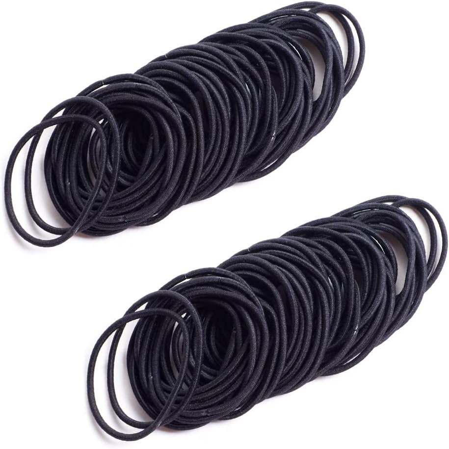 UTSAUTO 100Pcs Womens Elastic Hair Ties, Mini Rubber Band Ponytail Holders Hair Ties for Girls Hair Accessories, Black