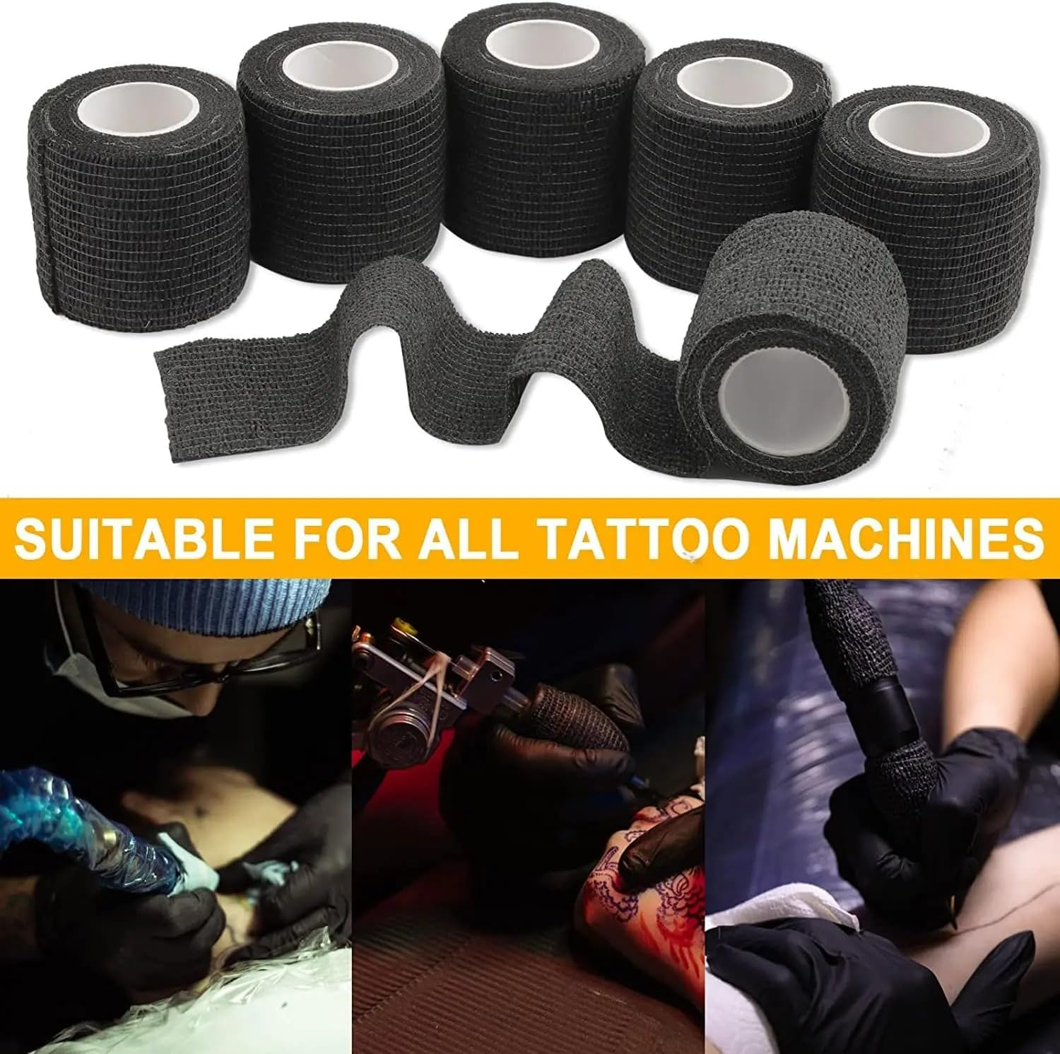Large Machine Pen Covers with Grip Tape - Yuelong 200Pcs Blue Tattoo Pen Bags and 4Pcs Grip Wrap Kit Combination Machine Sleeves Bags Self-Adhesive Grip Covers Tattoo Supplies for Artist - Clear image number 6