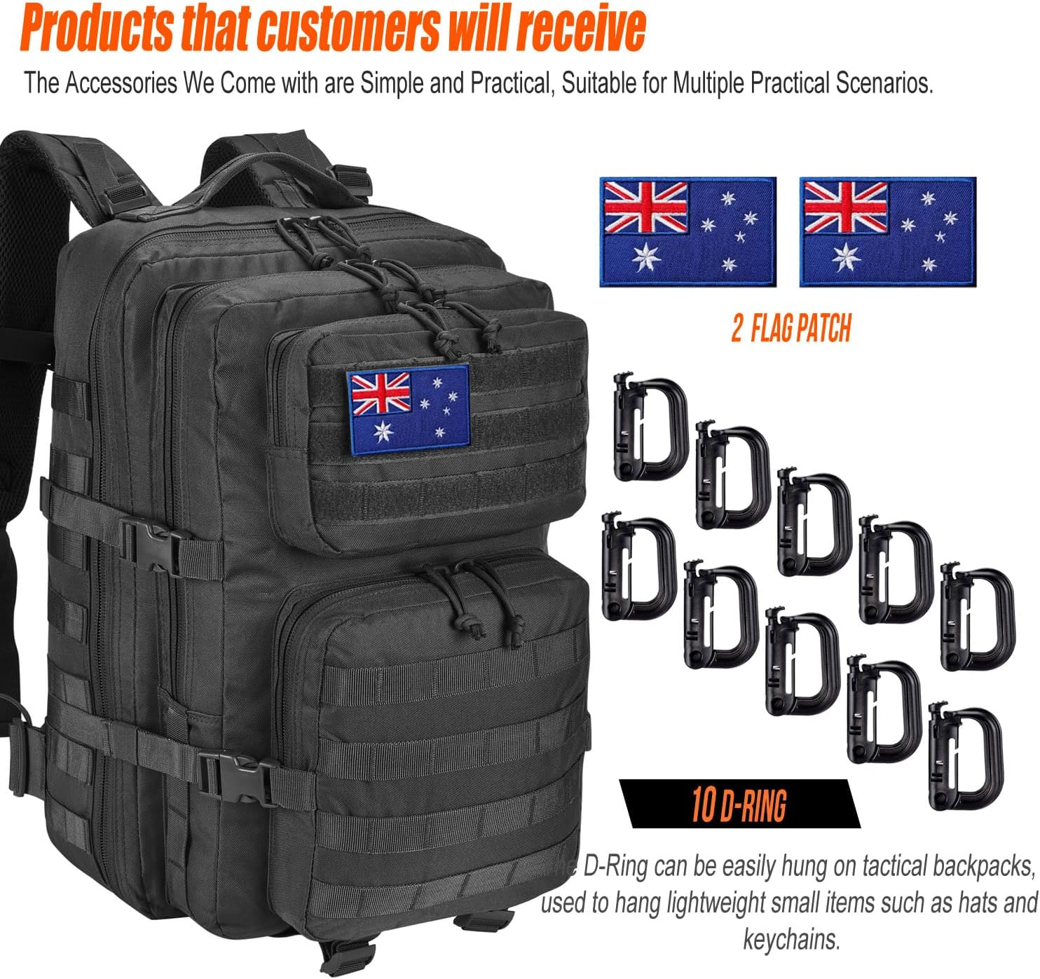 R.SASR Tactical Backpack for Men, Military Backpack, Molle Backpack, 45L, Large Army 3 Day Hiking Backpack image number 4