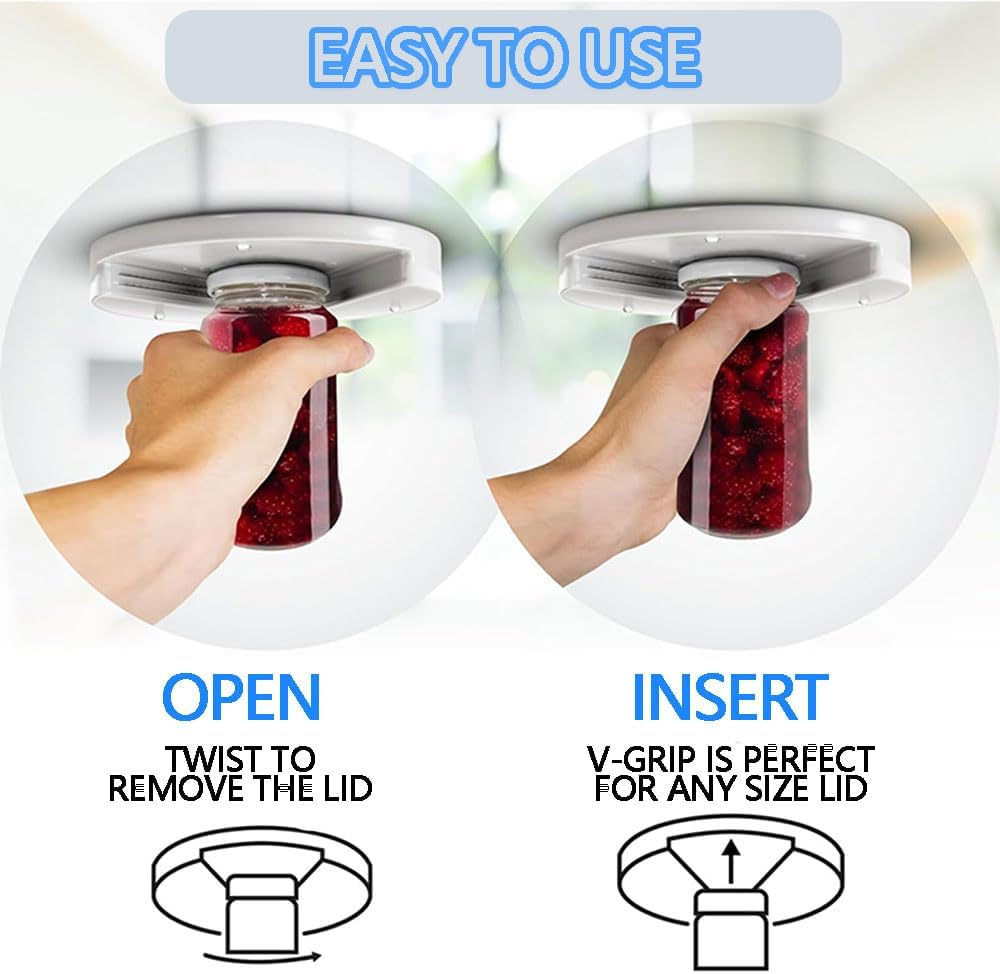 JIUSEGE under Cabinet Jar Opener &ndash; 2 Pack Lid & Bottle Opener Tool for Seniors, Arthritis & Weak Hands &ndash; Easy Grip Kitchen Gadget, Jar Opener for Weak Grip (White, 18 X 18 X 2 CM) image number 2