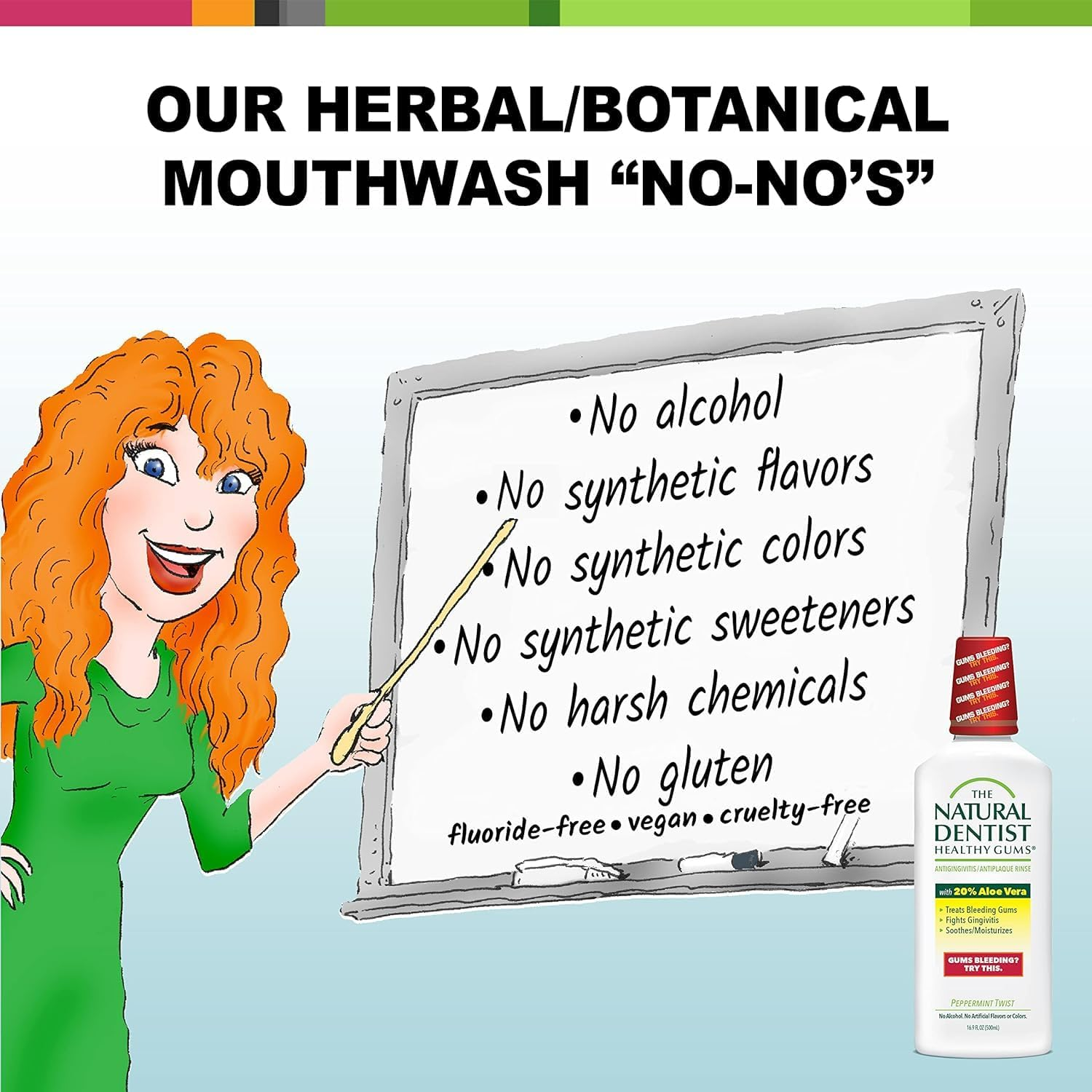 The Natural Dentist Healthy Gums Antigingivitis Mouthwash to Prevent and Treat Bleeding Gums and Fight the Gum Disease Gingivitis - Peppermint Twist Flavor, 16.9 Oz. image number 5