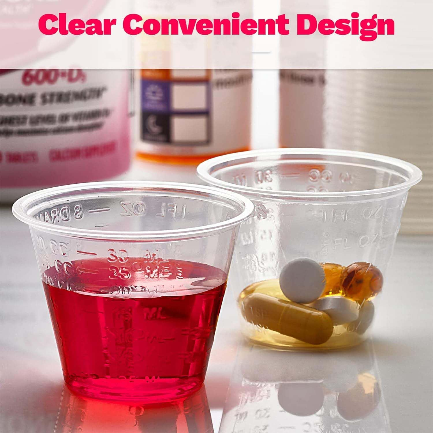 Clear Medicine Cups (1Oz) - Pack of 100 - Plastic Disposable Graduated Medicine Cups with Measurements for Medication Arts & Crafts Mouthwash and More image number 3