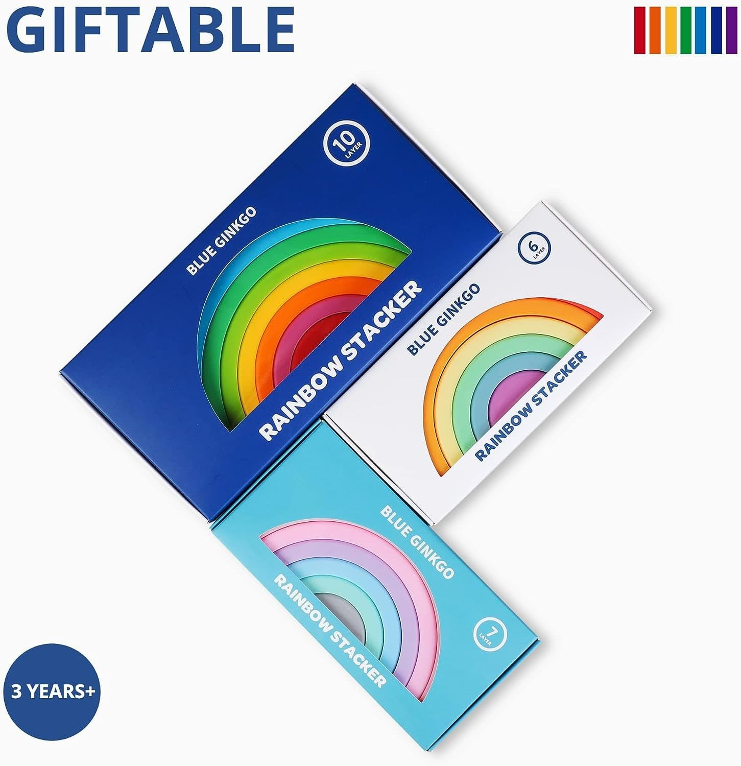 Silicone Rainbow Building Bloc, XICEN Montessori Rainbow Nesting Puzzle, Kids and Toddler Stacking Toy, Sensory Rainbow Toys Stacking Rainbow Puzzle,10 Layers image number 5