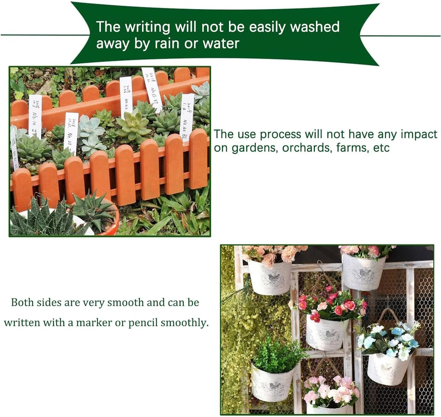 Garden Stake Tags Plant Labels Garden Labels Vegetable Gardening Sign Plastic Waterproof Plant Tags(4 Inch 100 Pcs White) image number 6