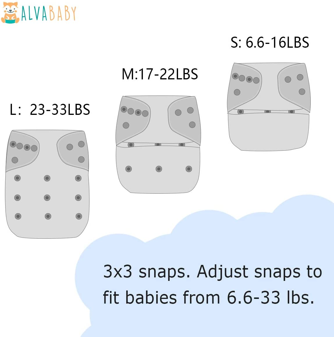 ALVABABY 6 Packs with 12 Inserts Cloth Diaper One Size Adjustable Washable Reusable for Baby Girls and Boys 6BM107-AU image number 6