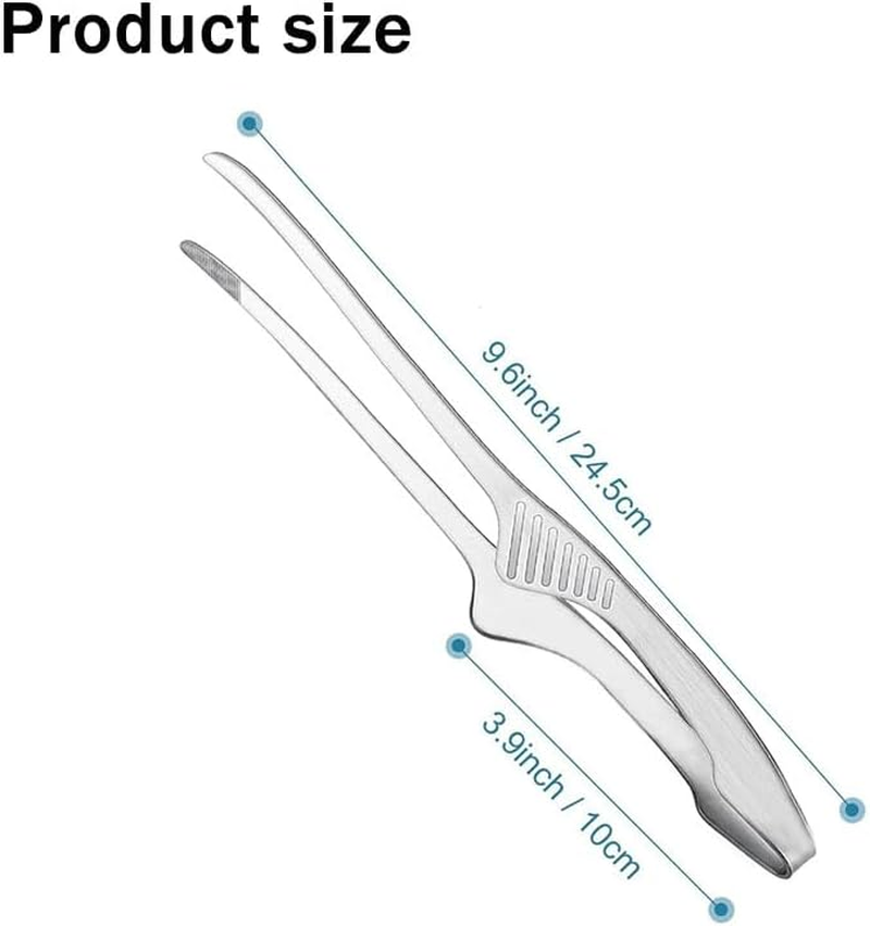 4Pcs Stainless Steel Grill Tongs，Kitchen Tongs for Cooking，Salad, Grill, Camping, Buffet, Oven（Silver image number 3