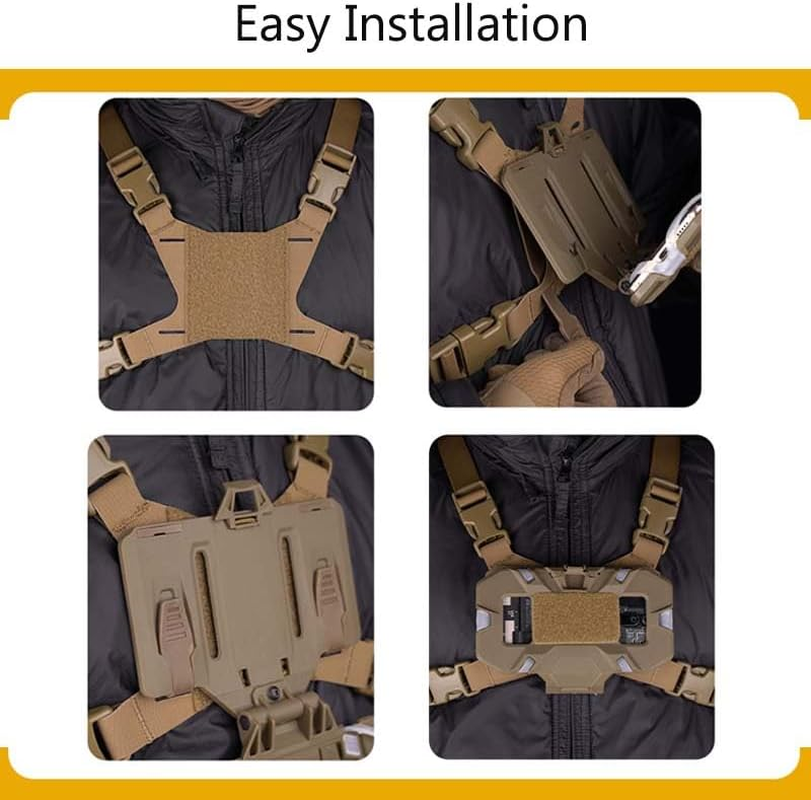 Tactical Navigator Harness Flip Lite Chest Rig Phone Carrier Bracket Fixing Strap Buckle Vest Smartphone Holster Outdoor Navigation Board Panel Holder Brown image number 3