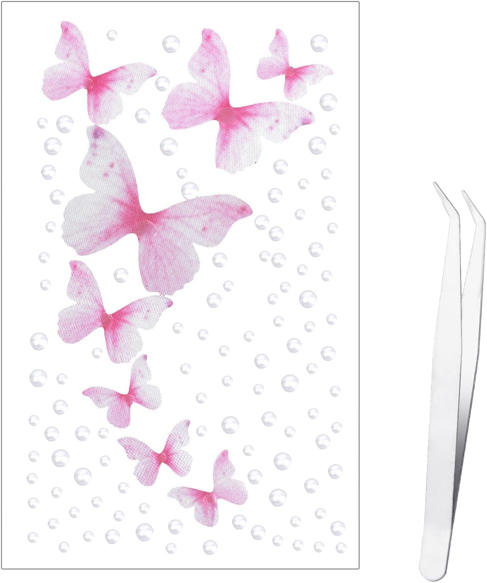 Diamond Stickers for Face, Self-Adhesive Fabric Butterflies with Rhinestones and Tweezers for Women and Girls, Face Nails, Hair, Gemstones, Festivals, Makeup Accessories image number 3